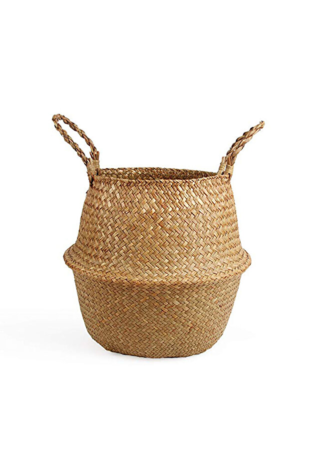 23cmX22cm primary Storage Baskets Straw Wicker Rattan Hanging Flowerpot Seagrass Folding Laundry Clt