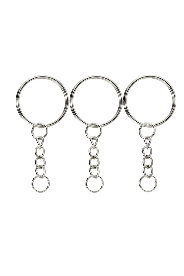 25mm x 50Pcs Rhodium 01 50Pcs/Lot Key Ring Key Chain Round Split Keyfob Keyrings With Jump Ring For