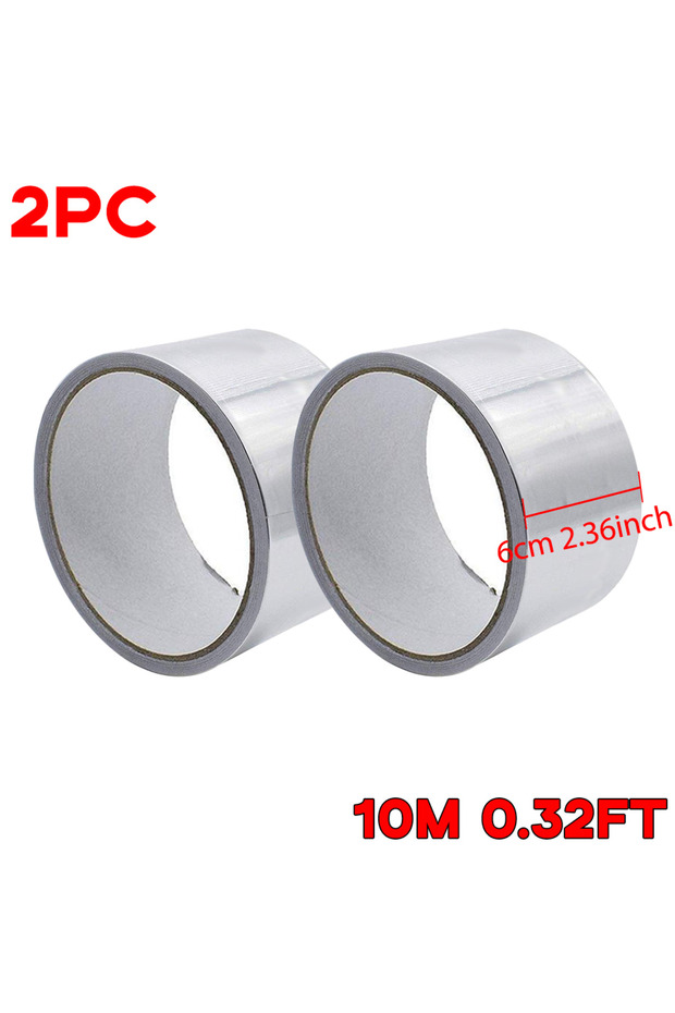 60mmx10mx2pc Aluminum Foil Heavy Duty Tape High Temperature Sealing for HVAC Air Ducts Metal Repair