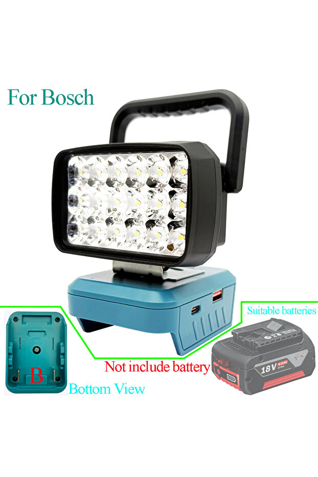 black 18 Beads Li-ion Battery LED Work Light For Makita For Milwaukee For M18 For Dewalt 20V For Bos