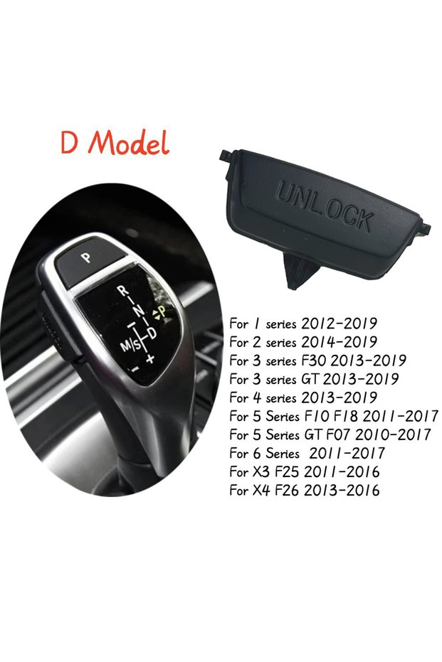 D Model Matte Black ABS Car GearShift Knob P UNLOCK Button Switch Cover Fit For BMW 1 2 3 5 6 Series