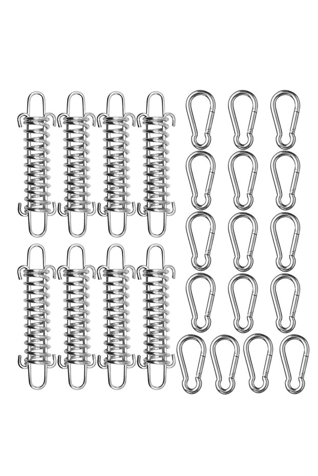 8PCS 5/8Pcs Tent Fixed Buckle Wind Rope Spring Buckle Tent Tensioner Camping Deck Pegs with Clips Aw
