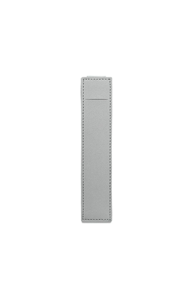 grey Pu Leather Pen Bag Elastic Buckle Book Notebook Fashion School Pen Case for Office Meeting Easy