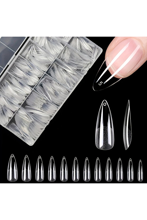 600 Long and pointed Soft Gel Nail Tips 600pcs Full Coverage Coffin Ultra Short Almond Oval Press On