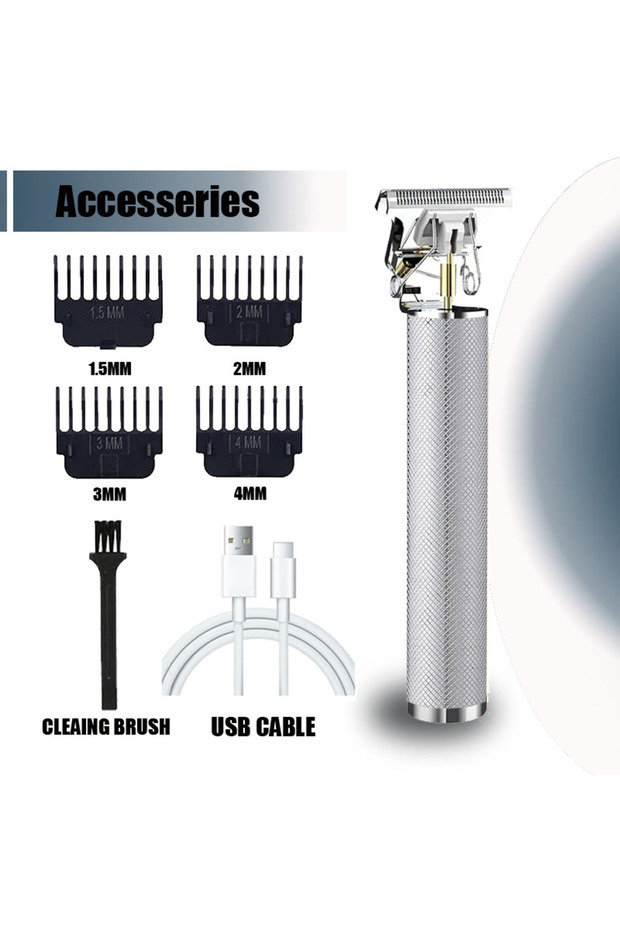 061-SilverMesh T9 Professional Hair Clipper/Accessories for Men | USB Fast Charging | Beard/Body/Hai