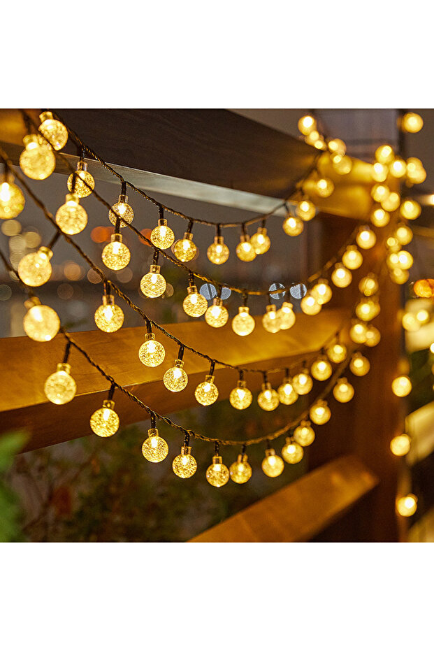Solar 6.5M30Led warm white Solar Bubble Balls Lamp String Lights Outdoor Water Drops Outdoor Waterpr