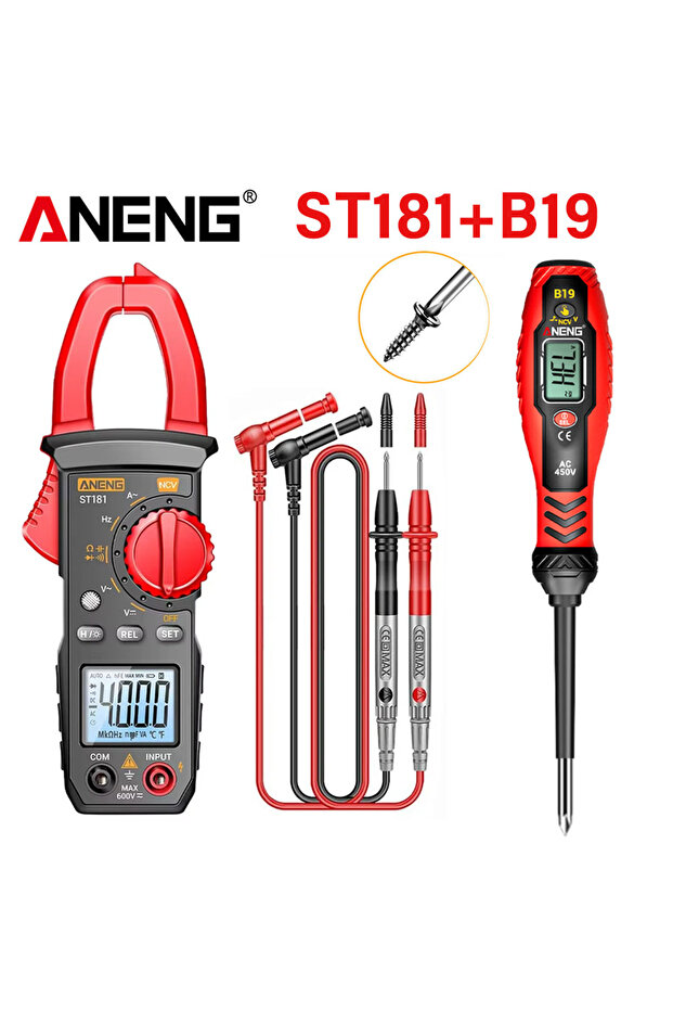 ANENG ST181 b19 cross ANENG Clamp Meter Multimeter 4000 Counts Digital ST181+B19 AC Current Voltage