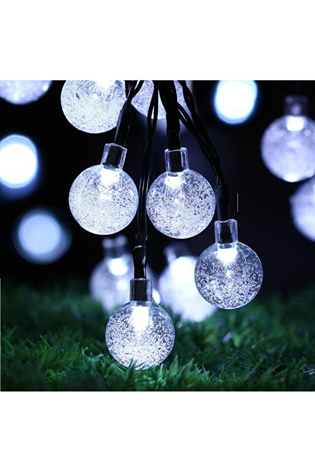 Solar 12M100Led cold white Solar Bubble Balls Lamp String Lights Outdoor Water Drops Outdoor Waterpr