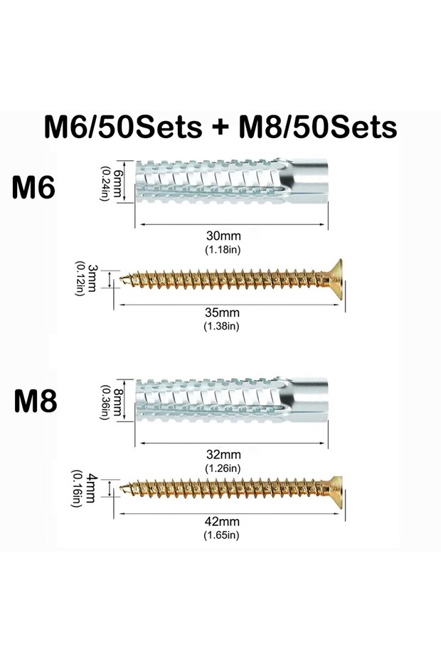 M6 50Sets M8 50Sets 20/50/100sets Metal Serrated Expansion Tube Self Tapping Screws Pipe Drilling Pl