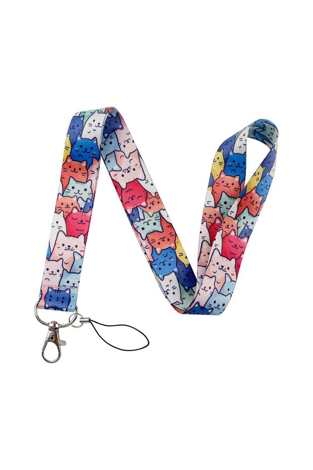 Polyester Fiber 6 Cute Black Cat Lanyard Anti-lost Neck Strap for Women Girls Animal Keychain ID Car