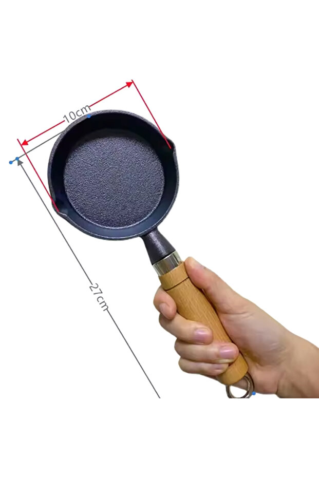 Wooden handle Mini Cast Iron Frying Pan Non-Stick Omelette Pan Portable Small Frying Pan Skillet wit