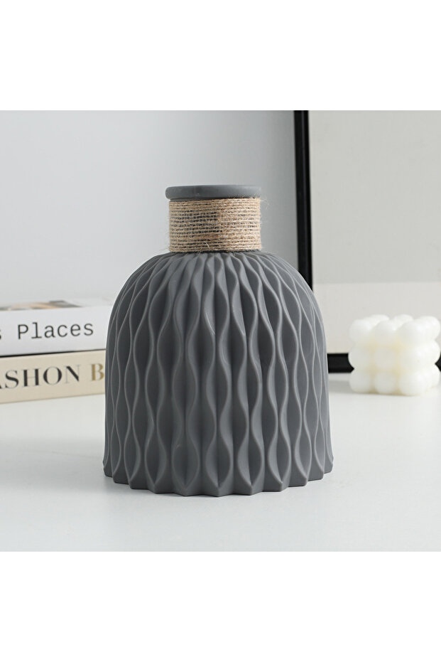1PC gray 1PC Water Ripple Plastic Vase Wave Flower Pot Arrangement Modern Nordic Style Home Living R
