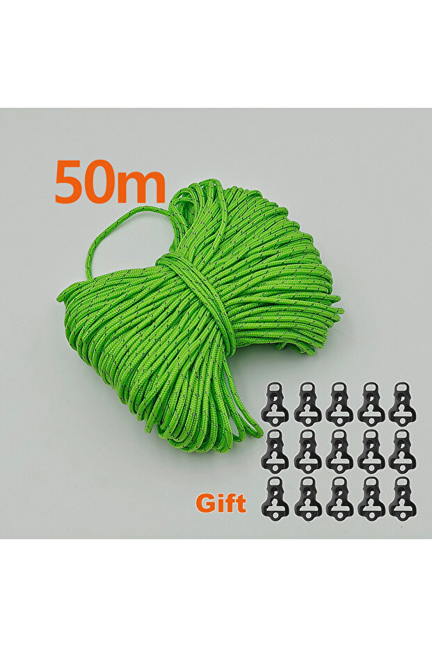 50m rope light green 2.5mm Reflective Tent Rope High Strength 20m 25m 50m Multifunction Guyline Rope