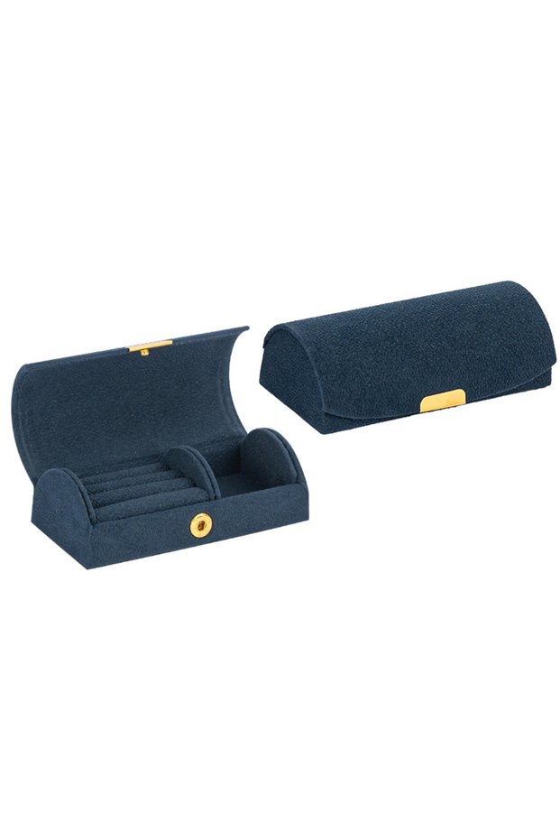 A0278-Dark blue Arched Portable Jewelry Storage Box Portable Business Trip and Travel Anti-oxidation