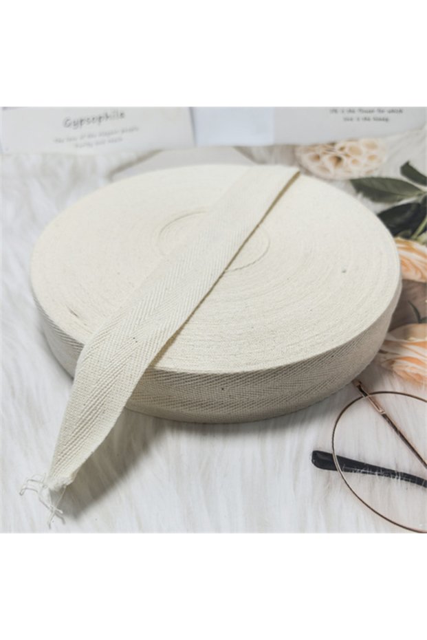 20mm 50yards beige 10/15/20/25/30/40/50/60mm 100% Cotton Ribbon Hserringbone Ribbon For Party Christ
