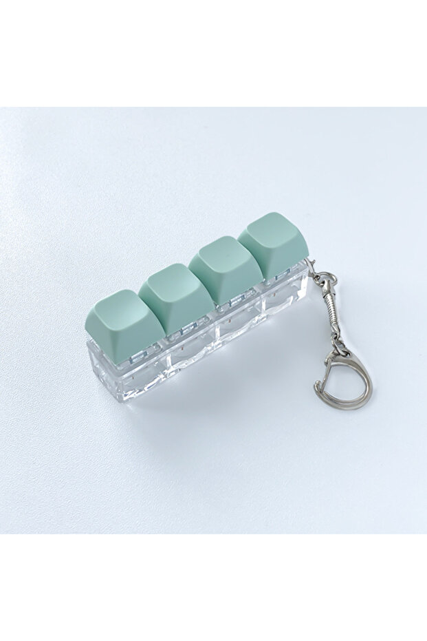lake blue Colorful Acrylic Button Keycap Fidget Keychain 4 Keys Keyboard Decompression Toys Relief K