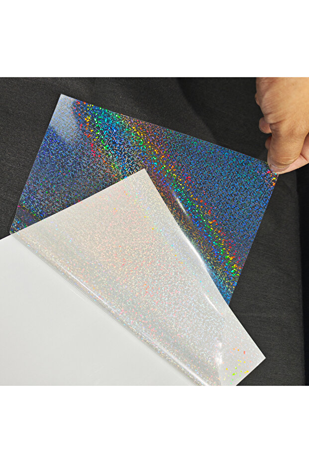 Dots 20 Sheets A4 Holographic Cold Laminating Film Clear Self-Adhesive Vinyl Sticker 8.3x11.7 Inch W