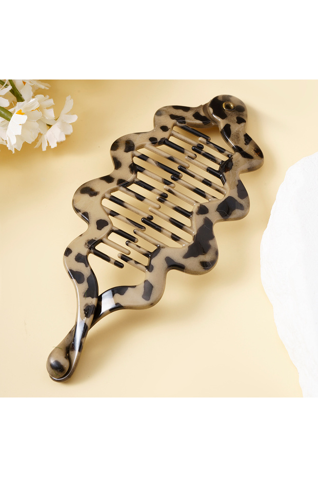 khaki Leopard Fish Shaped Hairpin Twist Ponytail Banana Hair Clips Comb Clamp Girl Hair Accessories