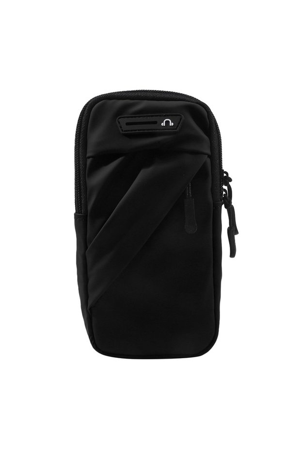 Black Phone Arm Bag With Headphone Jack Waterproof Breathable Sports Running Phone Holder Gym Mobile