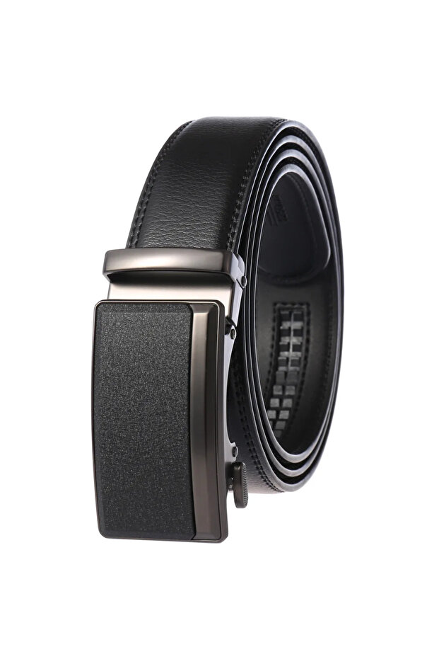105CM B239-Black Men's Genuine Leather Automatic Buckle Belt - Luxury Designer Fashion 3.5cm Width C