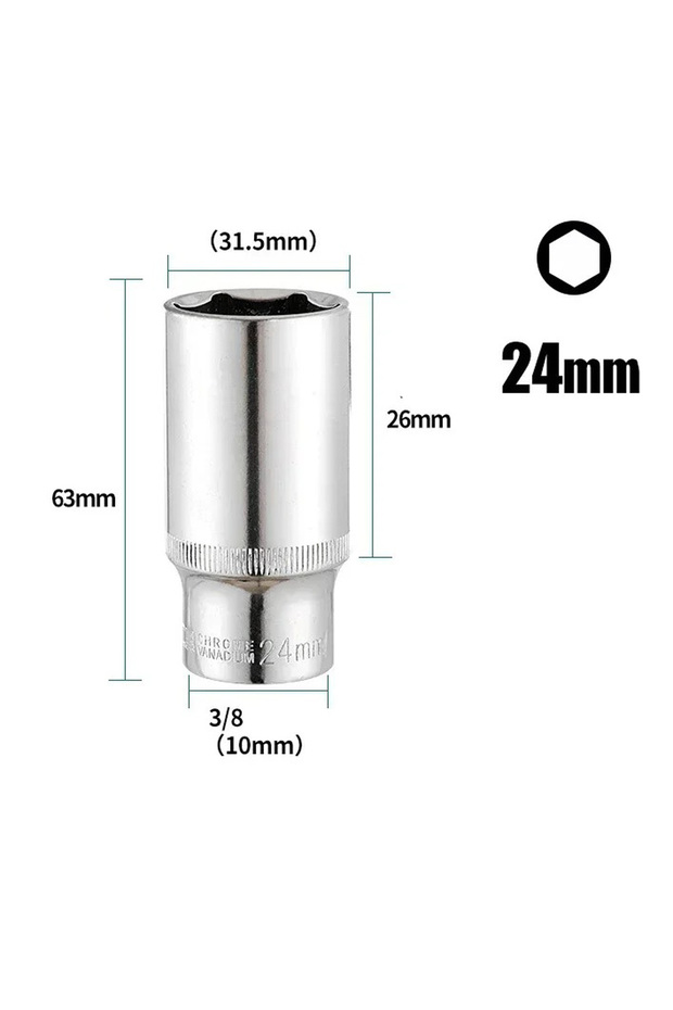 24mm 8-24mm 3/8Drive Deep Socket Set Hand Tools Long Socket Hex Repair Tool For Impact-Drivers And S