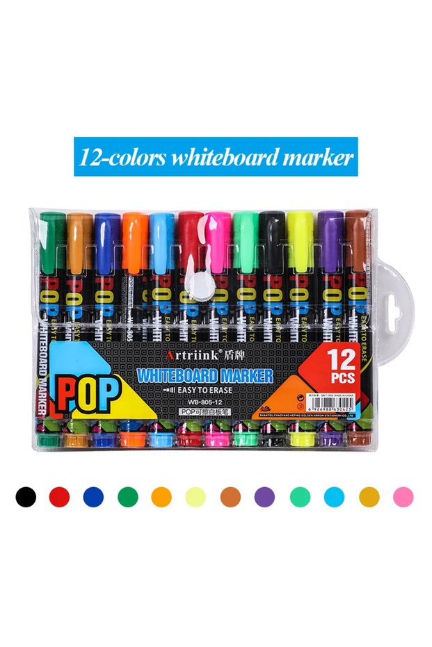 12 Colors pen Artriink Erasable Whiteboard Markers 8colors / 12colors Refill Ink Office School Home