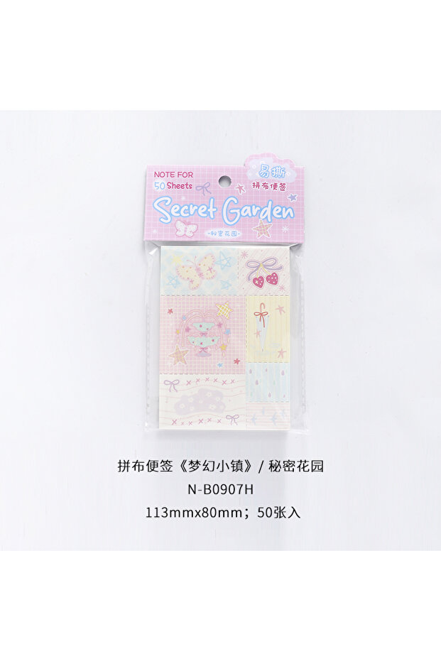 B 50sheets Dreamy Town Series Kawaii Ins Cute Handbooks Decoration Message Notes DIY Handmade Scrap.