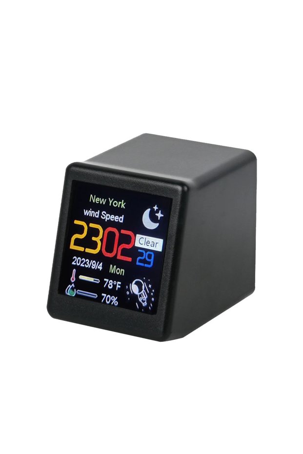 smalltv-ultra-black Cute Portable Smart Wifi Weather Station Display Weather Temperature Humidity Ti