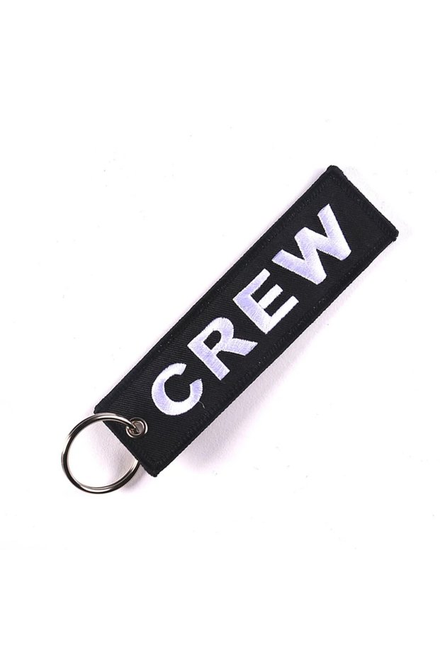 Black Crew Keychain for Aviation Keychains Luggage Tag Embroidery Crew Key Ring Chain for Christmas
