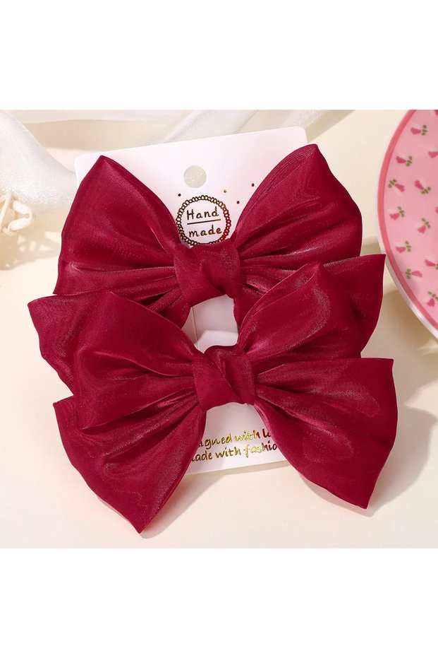 FJ4708-2A-25 2Pcs/lot Big Bows Chiffon Hair Clips Cheer Bowknot Hairpin Children Headdress Fashion G