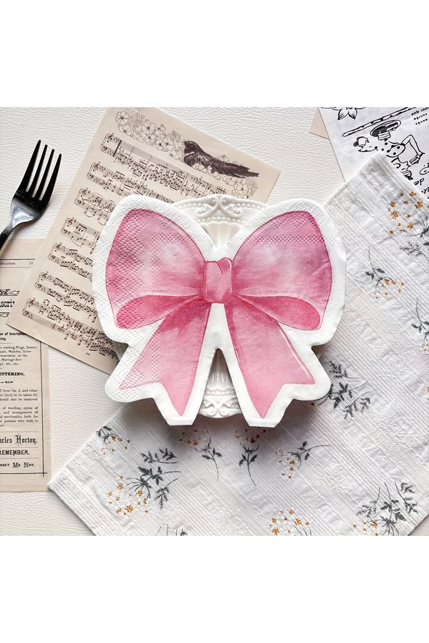 40pcs Pink 20/40/60Pcs Pink Bow Napkins, for Bow Party Supplies, Pink Party Birthday Wedding Decorat