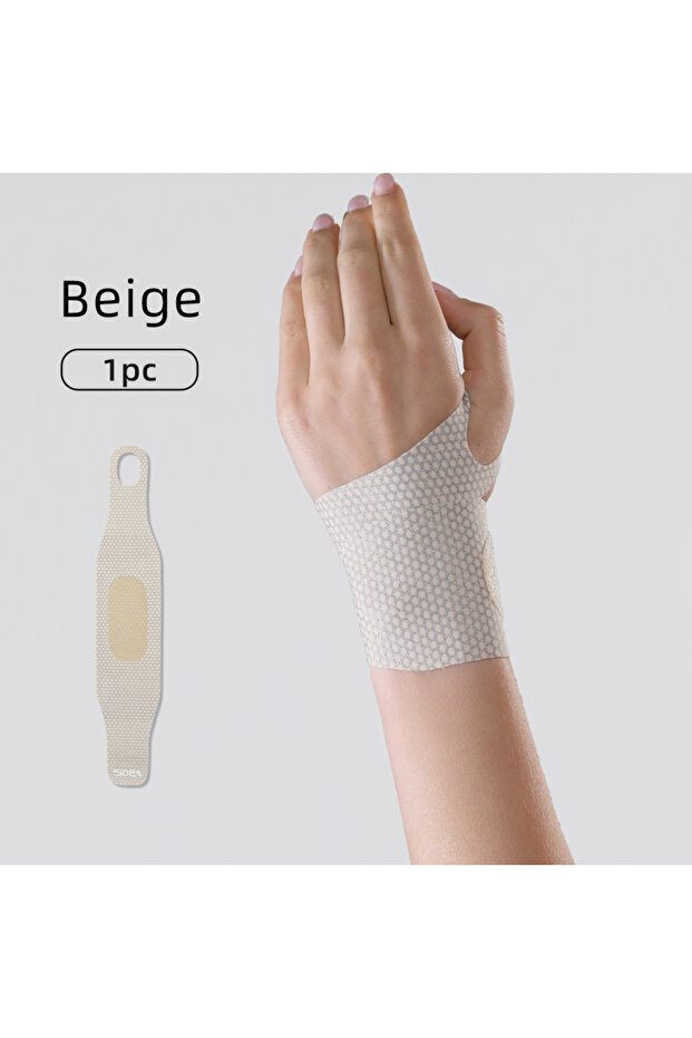 one size Beige 1 Piece Lightweight Laminated Adjustable Wrist Wrap – Unisex Support for Work, Badmin