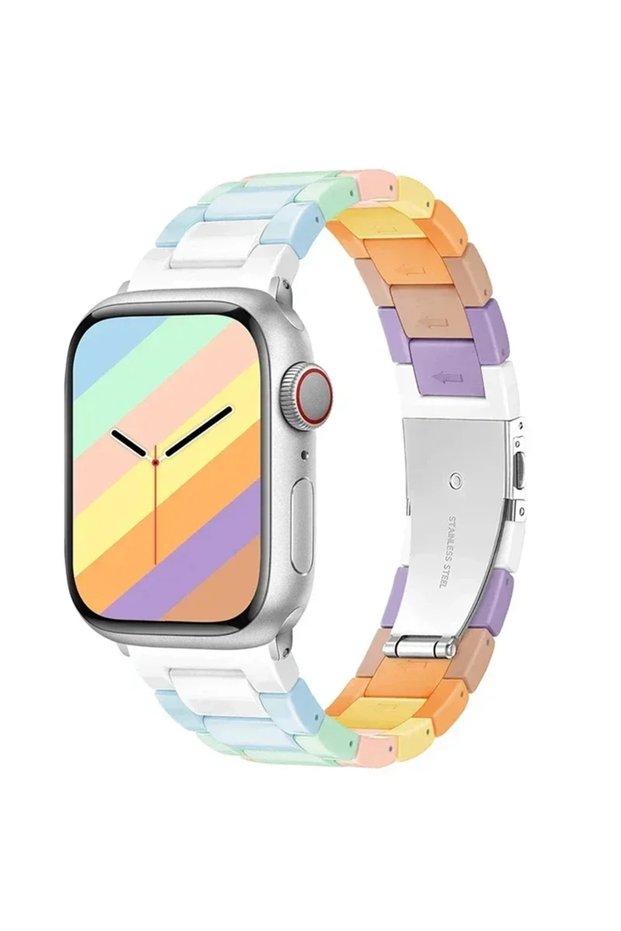 38 40 41 S10-42mm Rainbow Candy Colored Resin Strap for Apple Watch 49mm 45mm 44mm 42mm 41mm 40mm 38