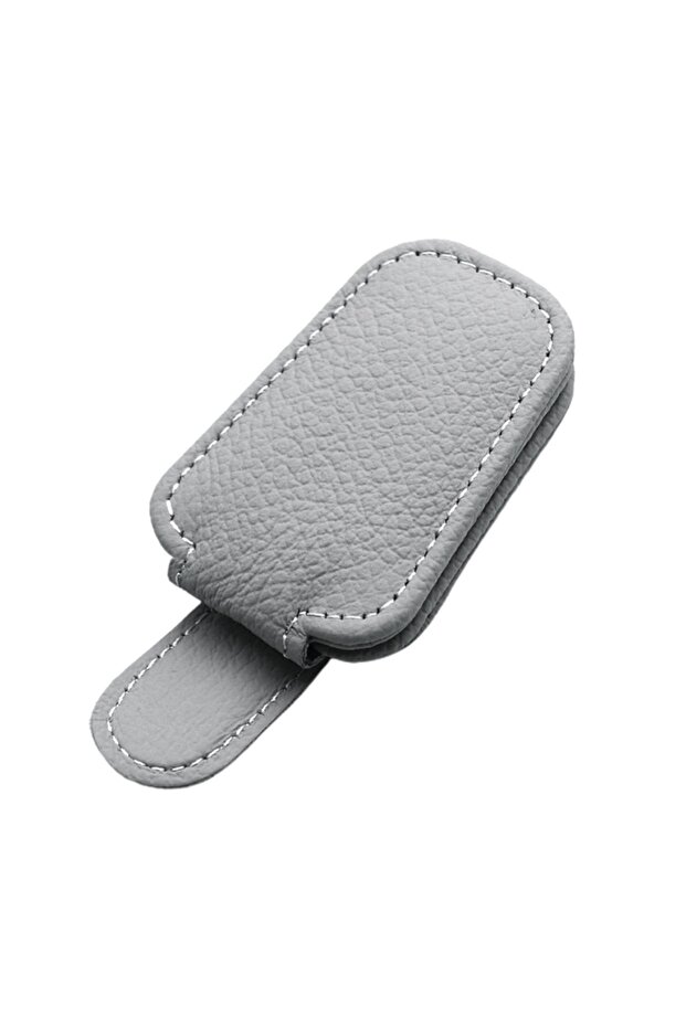 ZUIMI Grey Car Sun Visor Glasses Clip Leather Car Sunglasses Holder Universal Eyeglasses Hanger Tick