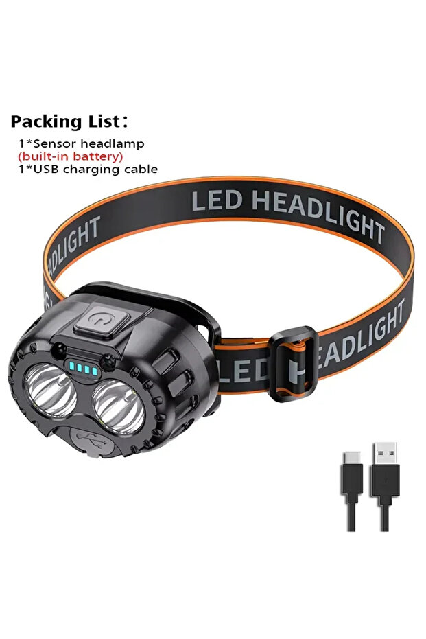 Heinast sensor 1PC Rechargeable Sensor Led Headlamp, Life Waterproof Emergency Head Flashlight Headl