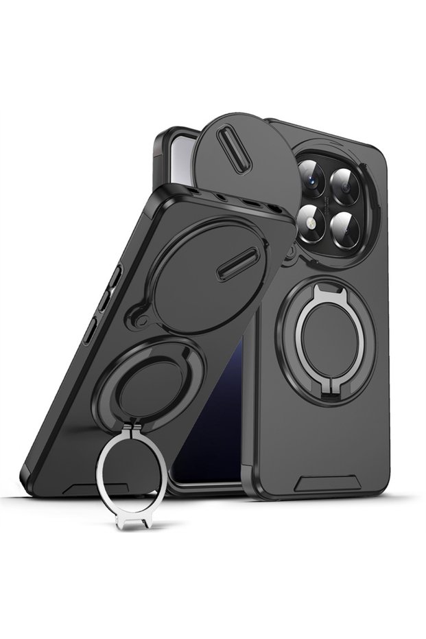 Redmi Note 15 Pro+ Black Armor Funda for Xiaomi Redmi Note 15 Pro Plus Phone Case Slide Lens Protect