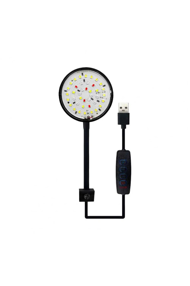 CN Plug Black L 5W/7W Fish Tank Clip Lamp,USB Power LED Full Spectrum,Waterproof Algae Lighting 360-