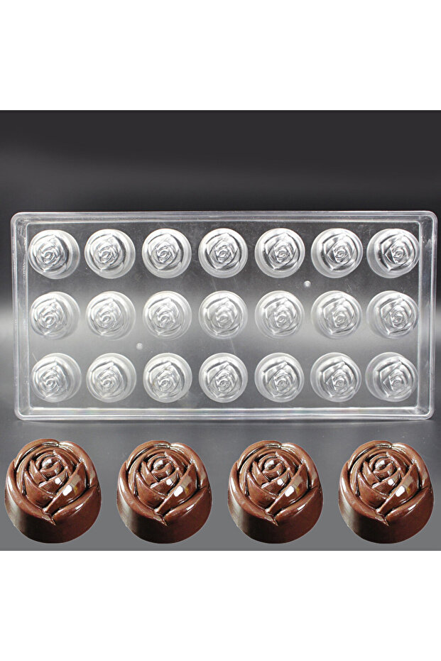 Clear 3d Polycarbonate Chocolate Molds Rose Shaped Candy Bar Professional Confectionery Baking Pastr