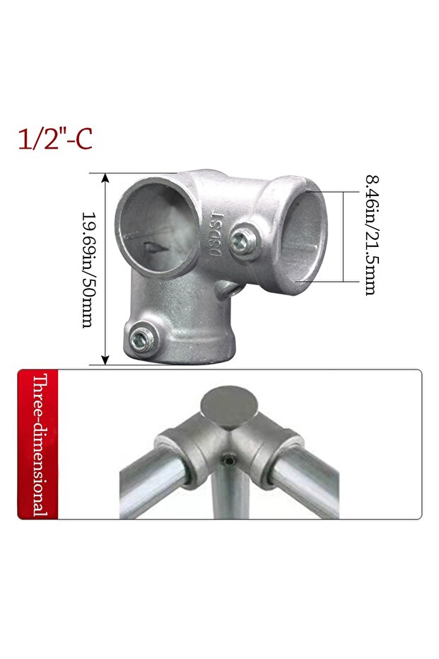 1-2---C New 1\2''/3\4" Pipe Fitting Connector Aluminum Alloy Steel Circular Frame Fasteners DIY Corn