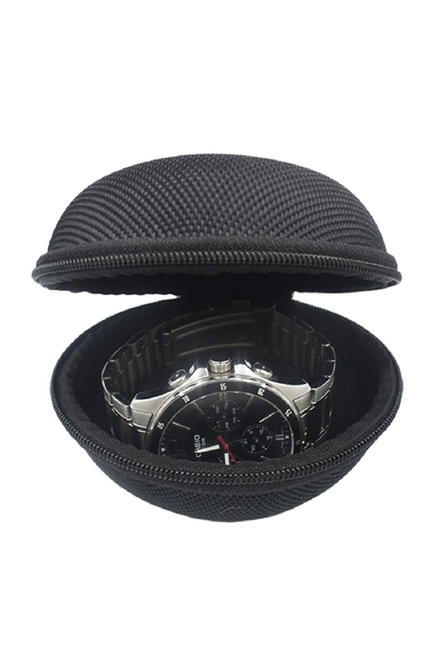 black 1pc Portable Zipper Travel Watch Case, Dust-proof Single Watch Storage Box for Wristwatches An