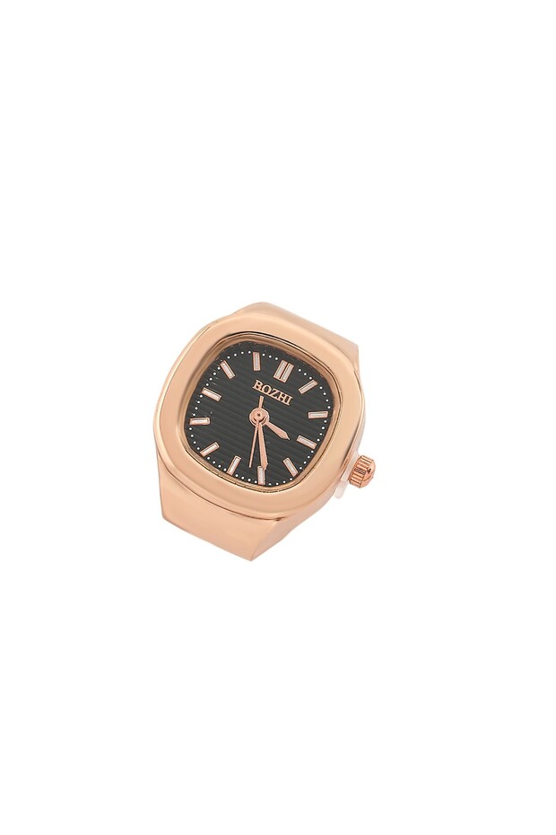 One Size Light Gray Creative finger ring watch mini quartz watch adjustable time watch ring simple s