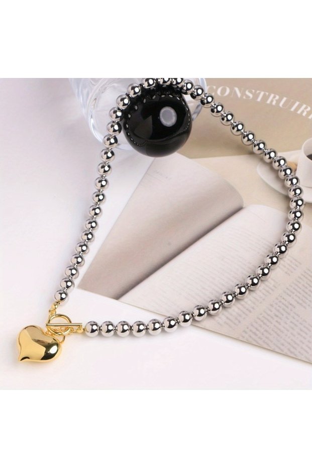 YF1245-1 1pc Punk Style Heart Pendant Necklace for Women, Fashionable Exaggerated Lock Charm, Versat