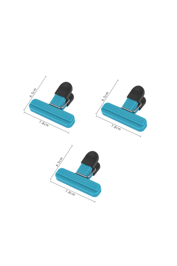 S - 3Pcs Blue Portable Bag Clips Kitchen Storage Food Snack Seal Sealing Bag Clips Sealer Clamp Plas