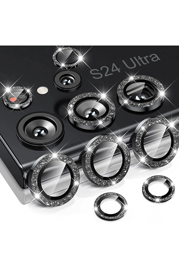Galaxy S25 Ultra black Diamond Glitter Lens Glass For S25 Ultra Plus HD Clear Camera Protector For