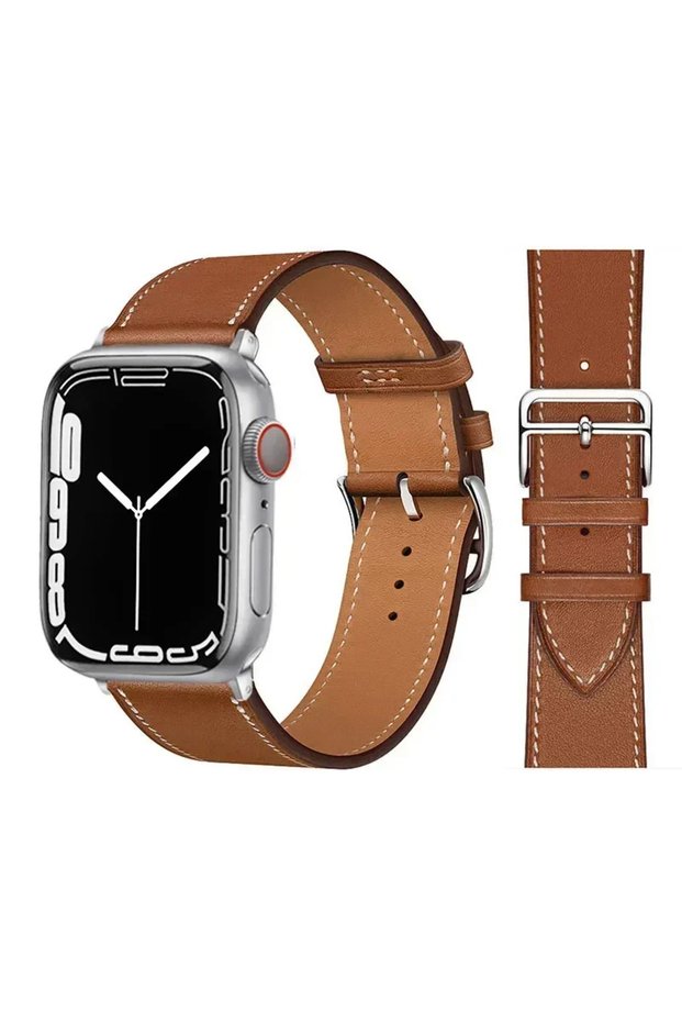 42 44 45 46 49 mm Brown 8 Leather Watch band for Apple Watch Straps 46mm 44mm 41mm 45mm 38-42mm 40mm