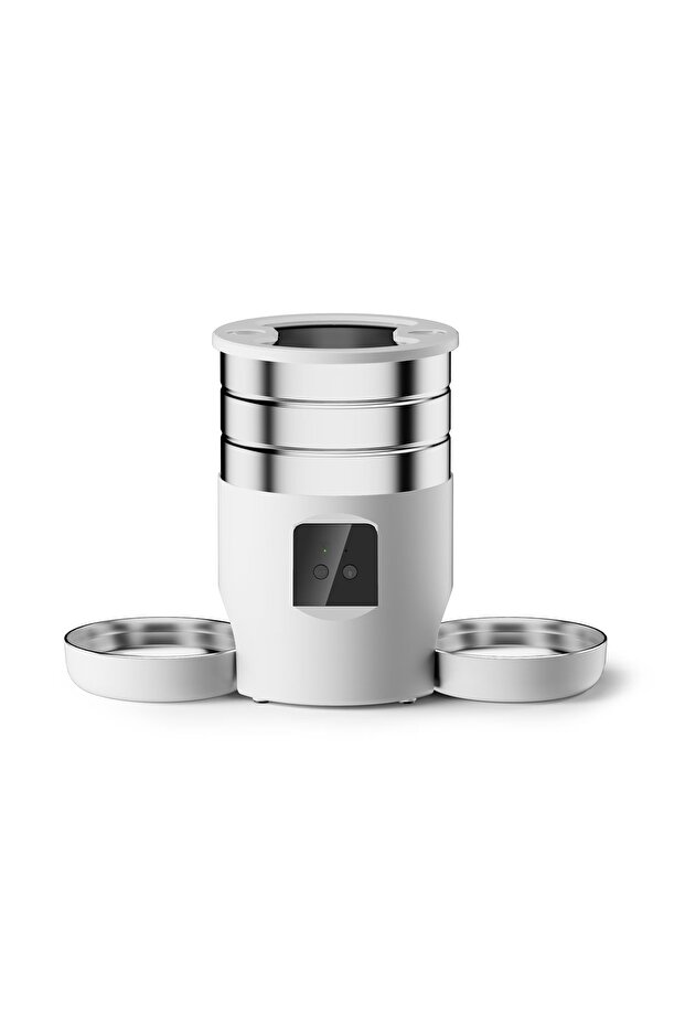 4L L WiFi white feeder 4.5L Button WiFi Automatic Cat Feeder Includes Two Stainless Steel Bowls Smar