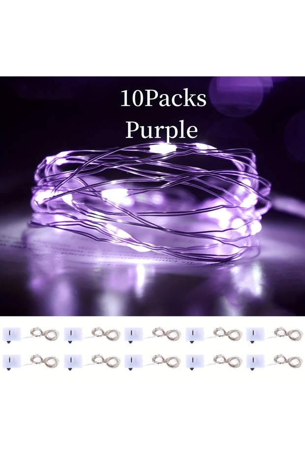 سلسلة إضاءة LED بنفسجية بطول 100 سم، 10 قطع، 10 عبوات، 1 متر، ألوان دافئة/متعددة/أحمر/أخضر/أزرق/وردي/بنفسجي/أبيض