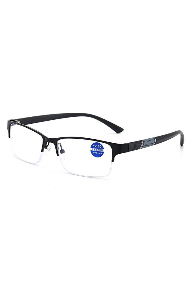 BLACK 2.5 TR90 Business Reading Glasses Men Half Frame Anti-radiation Presbyopia Eyewear Spring Le