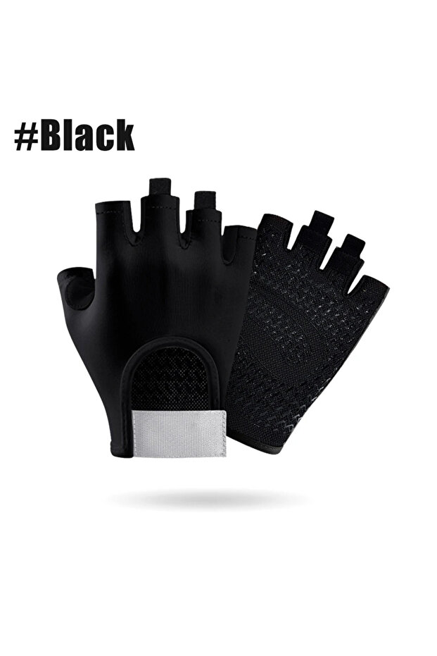 S Black 1Pair Workout Anti-Slip Gloves for Women Men, Breathable Adjustable Strap Gym Gloves for Wei
