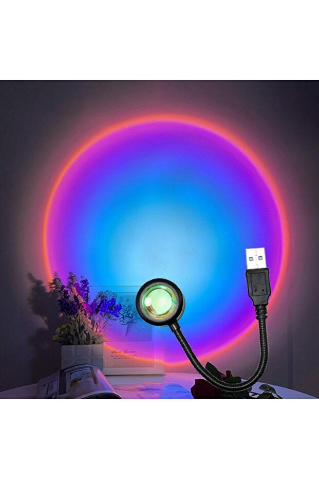 Purple RGB Sunset Lamp LED USB Rainbow Neon Night Light Projector Photography 7 Colors Wall Atmosphe